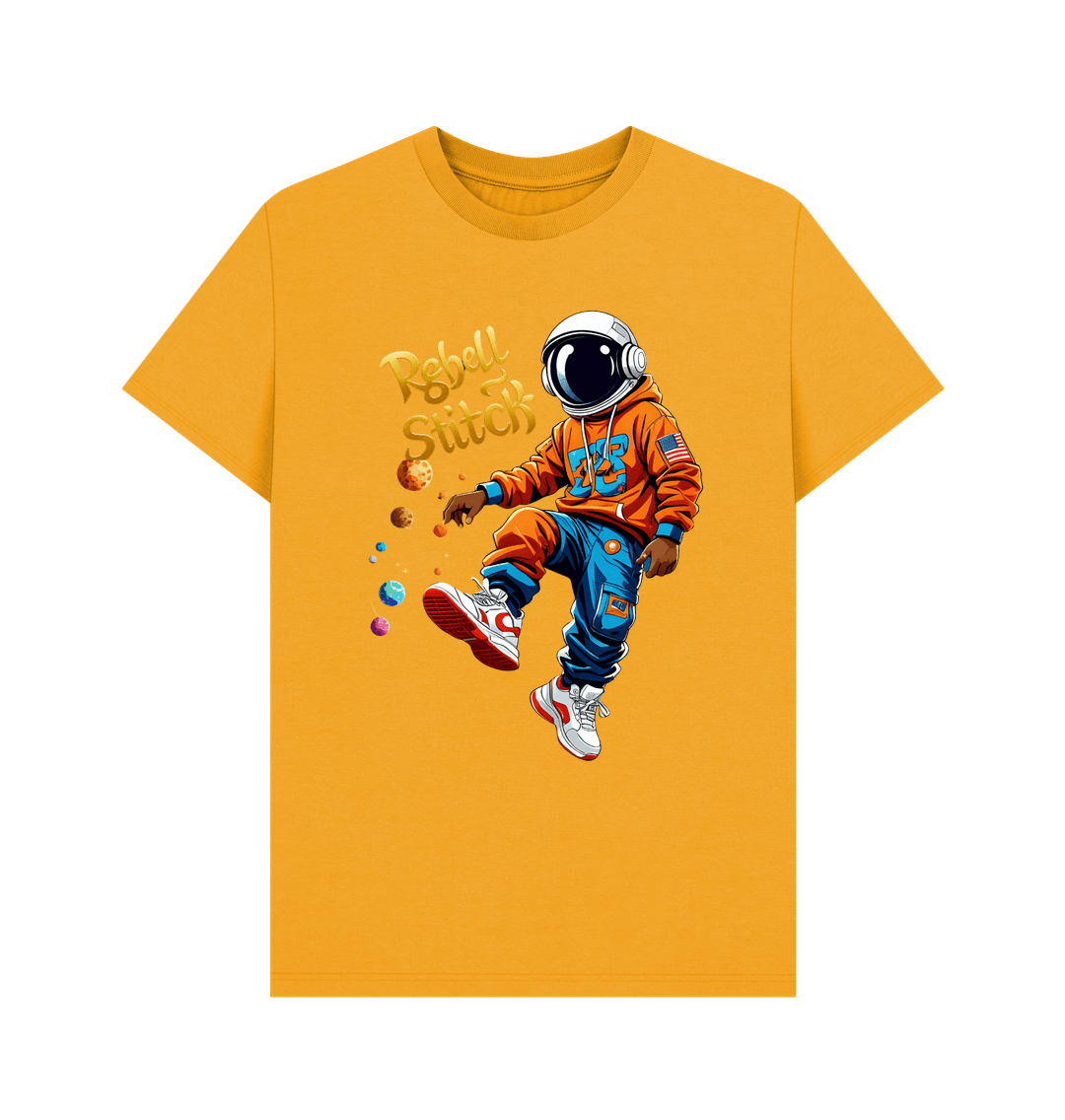 Mustard Rebel Stitch Premium Cotton Short Sleeve T-Shirt Space Edition Front Print #3