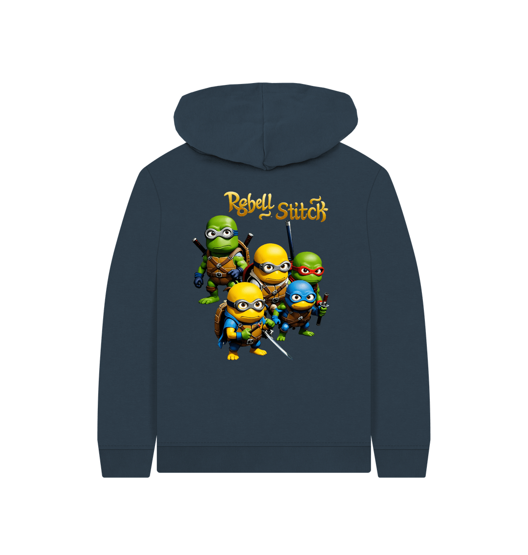 Navy Blue Rebel Stitch Premium Cotton Kids Hoodie TMNM Back Print #3