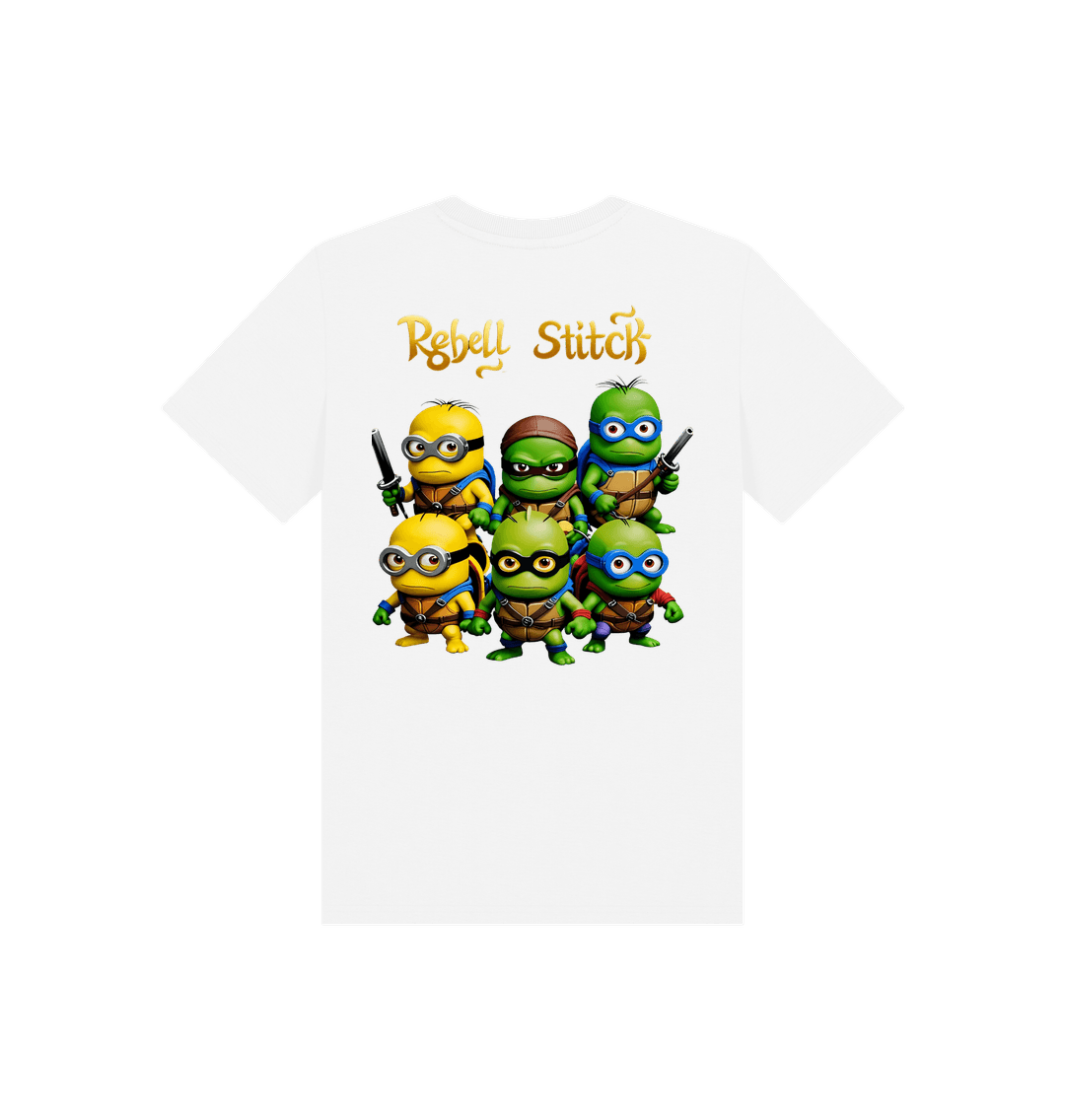 White Rebel Stitch Premium Cotton Short Sleeve Kids T-Shirt TMNM Back Print #1