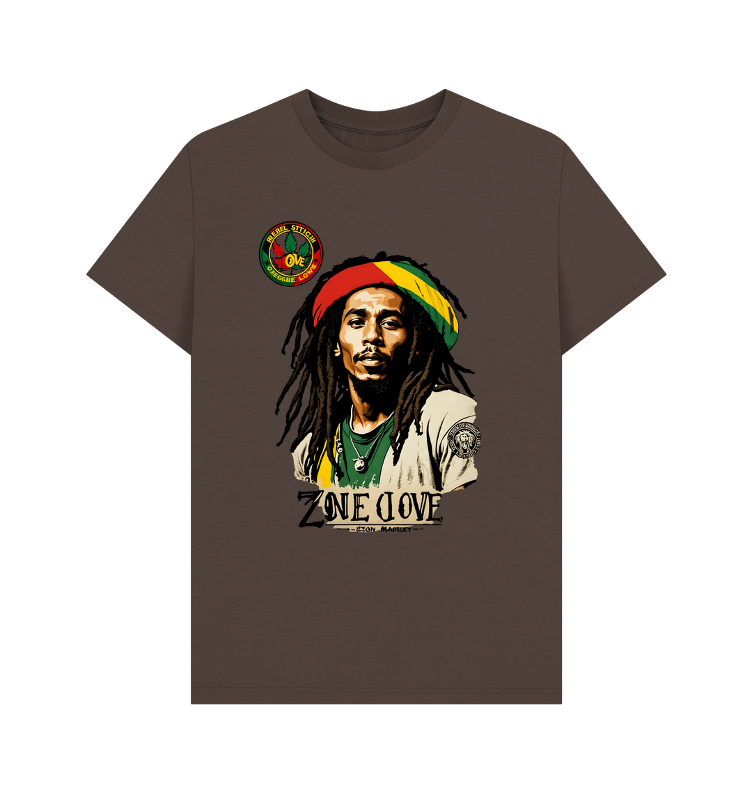 Chocolate Rebel Stitch Premium Cotton Short Sleeve T-Shirt Zion-One Love Front Print #4