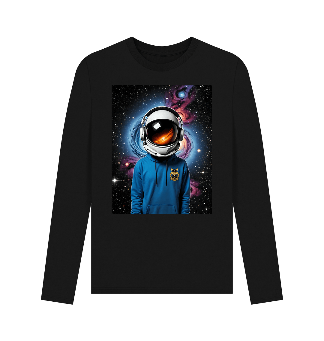 Black Rebel Stitch Premium Cotton Long Sleeve T-Shirt Space Edition Front Print #1