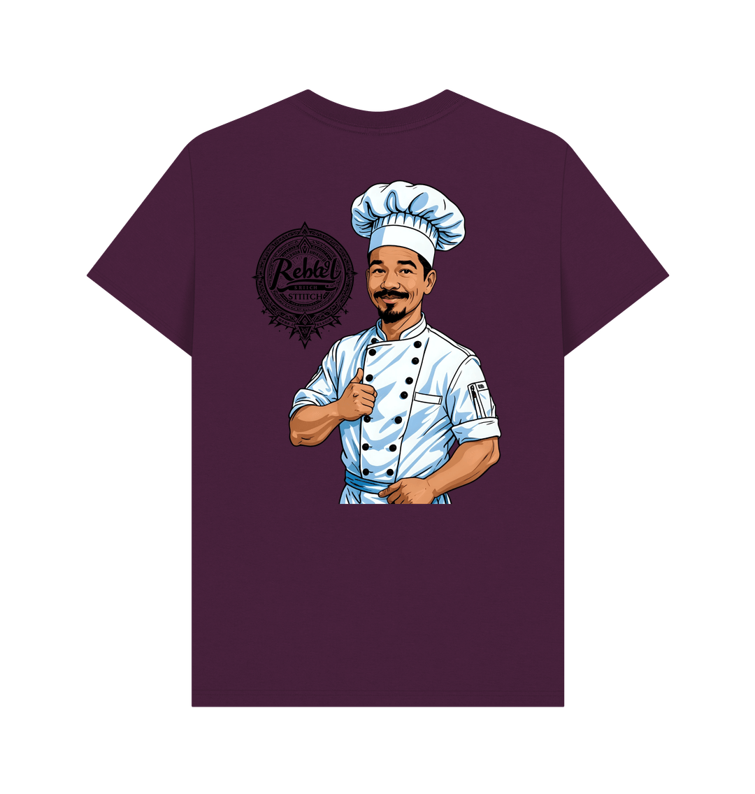 Purple Rebel Stitch Premium Cotton Short Sleeve T-Shirt Chef Edition Back Print #2