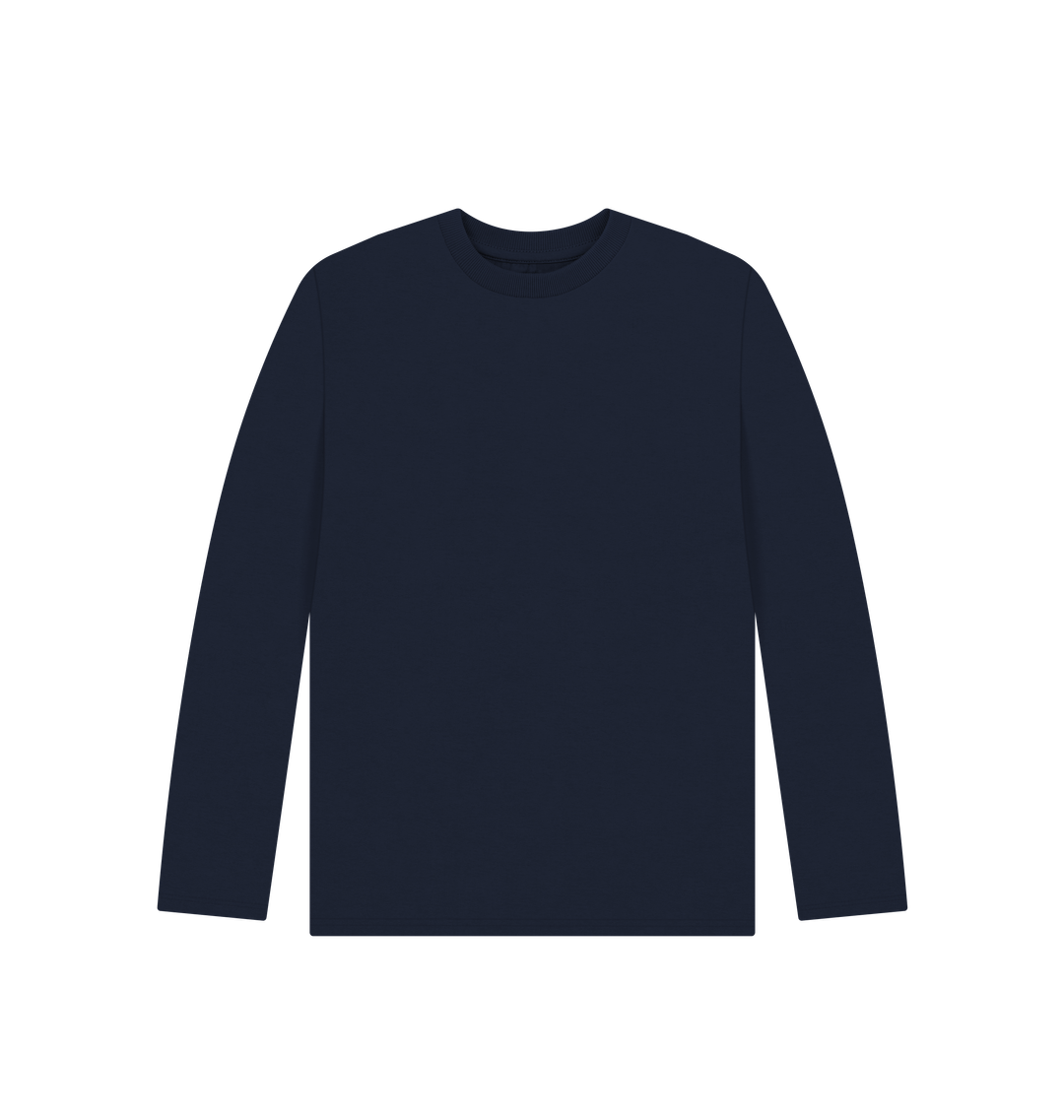 Navy Blue Rebel Stitch Premium Cotton Long Sleeve Kids T-Shirt Rebel Kids Back Print #1