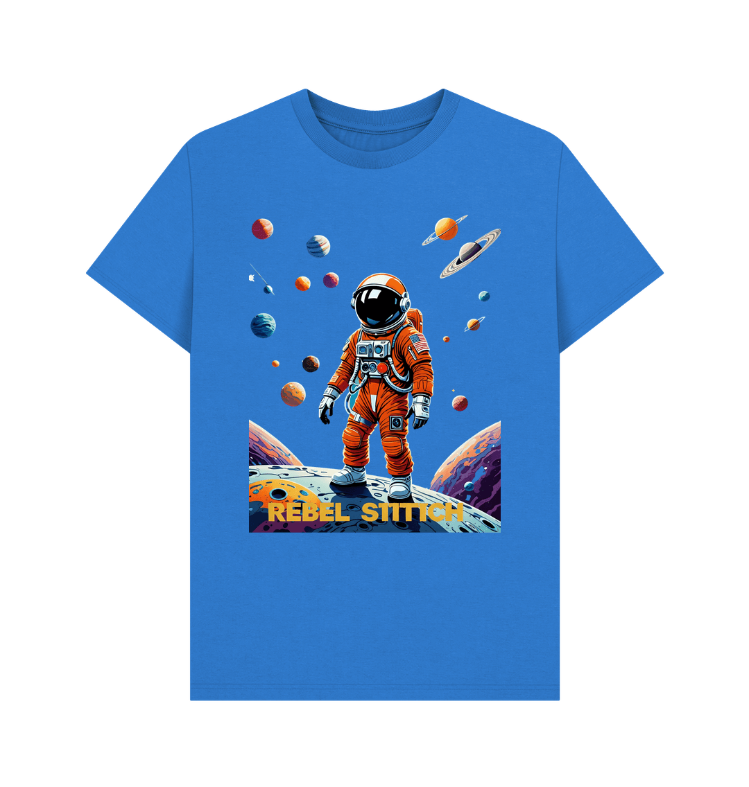 Bright Blue Rebel Stitch Premium Cotton Short Sleeve T-Shirt Space Edition Front Print #4