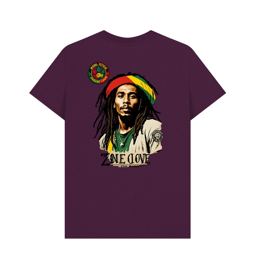 Purple Rebel Stitch Premium Cotton Short Sleeve T-Shirt Zion-One Love Back Print #4