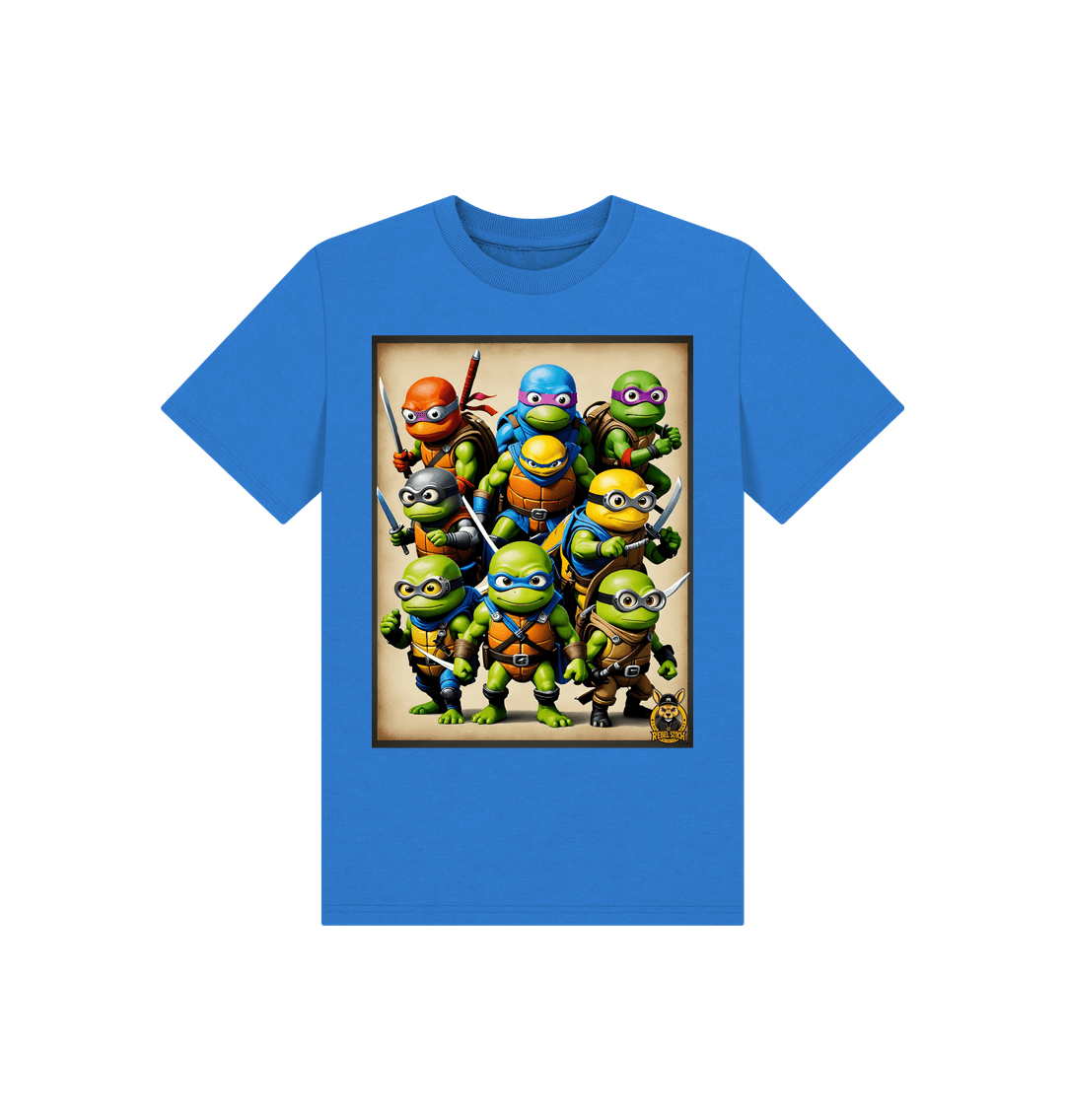 Bright Blue Rebel Stitch Premium Cotton Short Sleeve Kids T-Shirt TMNM Front Print #2