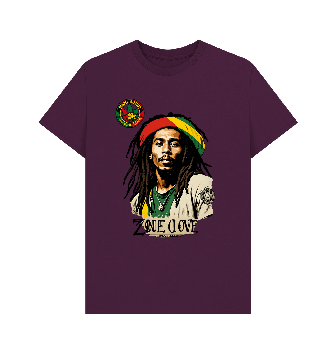 Purple Rebel Stitch Premium Cotton Short Sleeve T-Shirt Zion-One Love Front Print #4