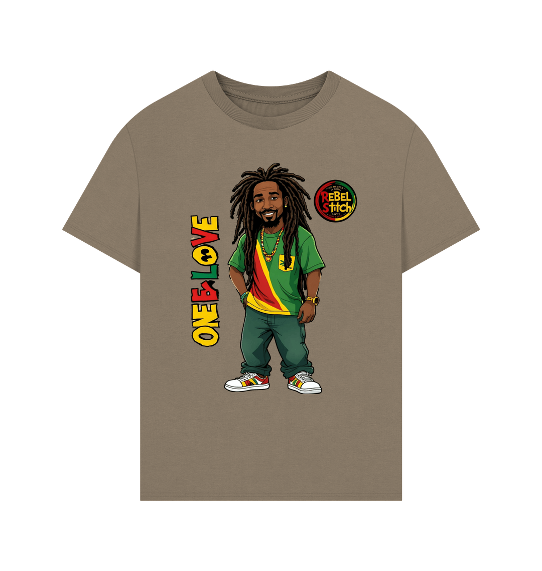 Willow Rebel Stitch Premium Cotton Oversized Short Sleeve T-Shirt Zion-One Love Front Print #1