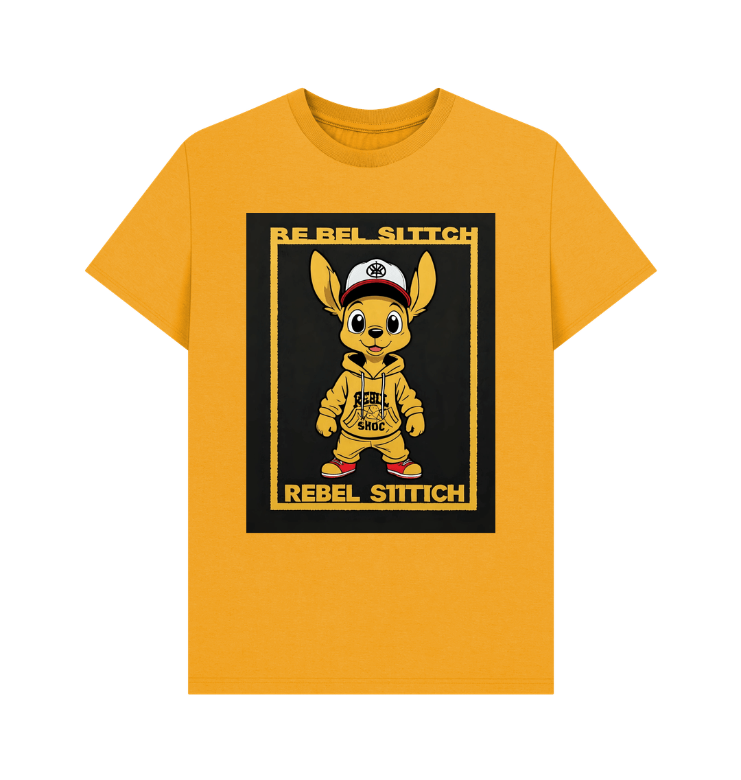 Mustard Rebel Stitch Premium Cotton Short Sleeve T-Shirt Main Line Front Print #3