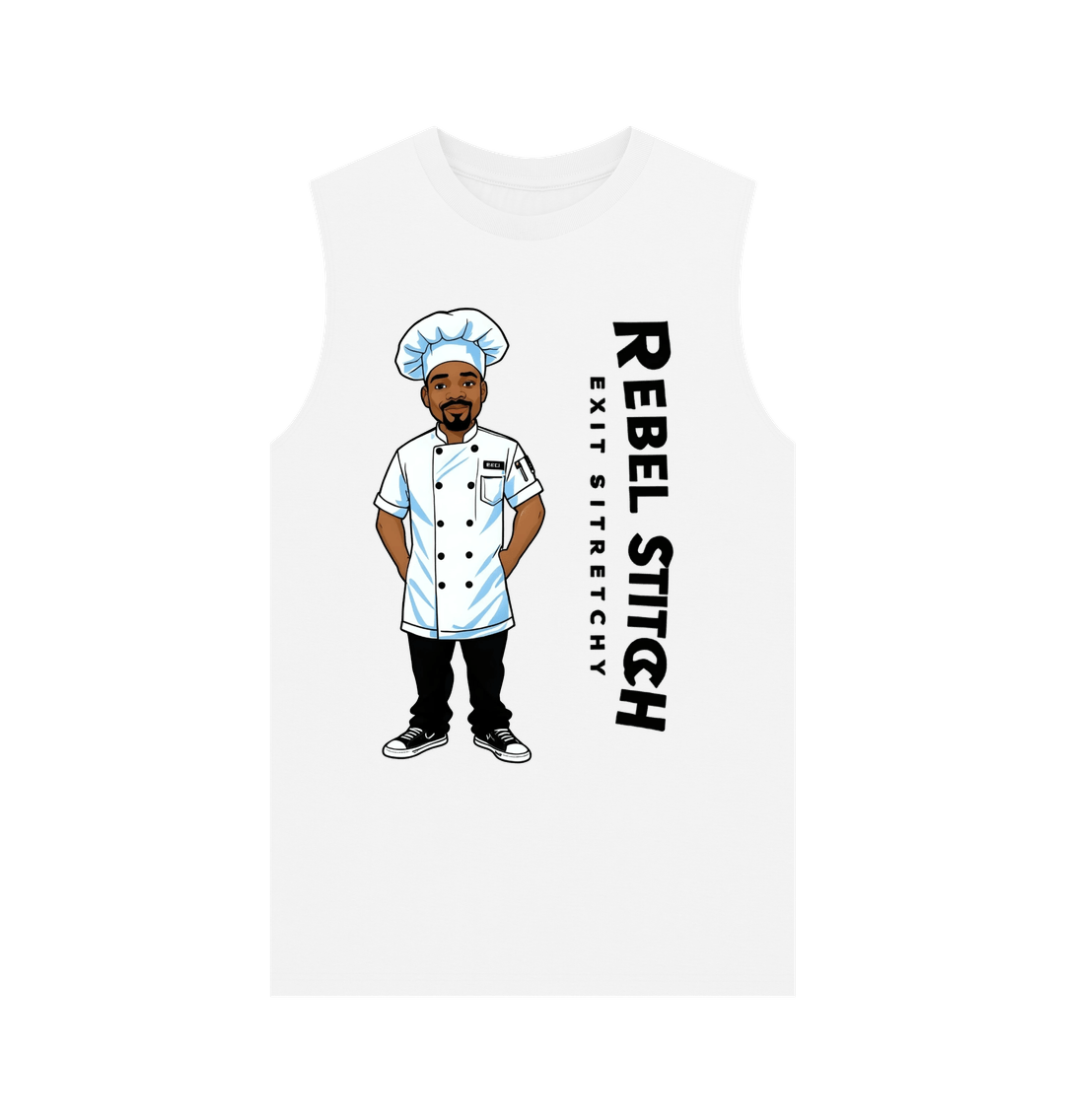 White Rebel Stitch Premium Cotton Vest Chef Edition Front Print #1