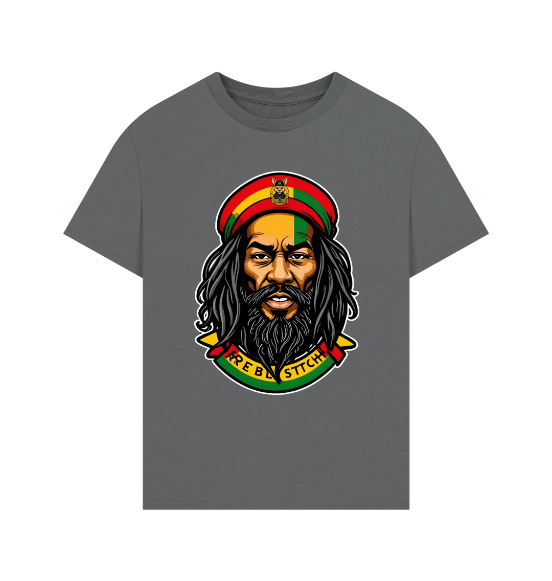 Slate Grey Rebel Stitch Premium Cotton Oversized Short Sleeve T-Shirt Zion-One Love Front Print #3