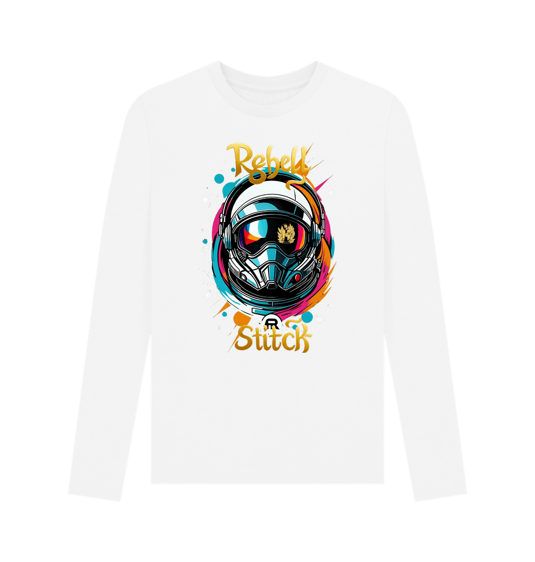 White Rebel Stitch Premium Cotton Long Sleeve T-Shirt Space Edition Front Print #2