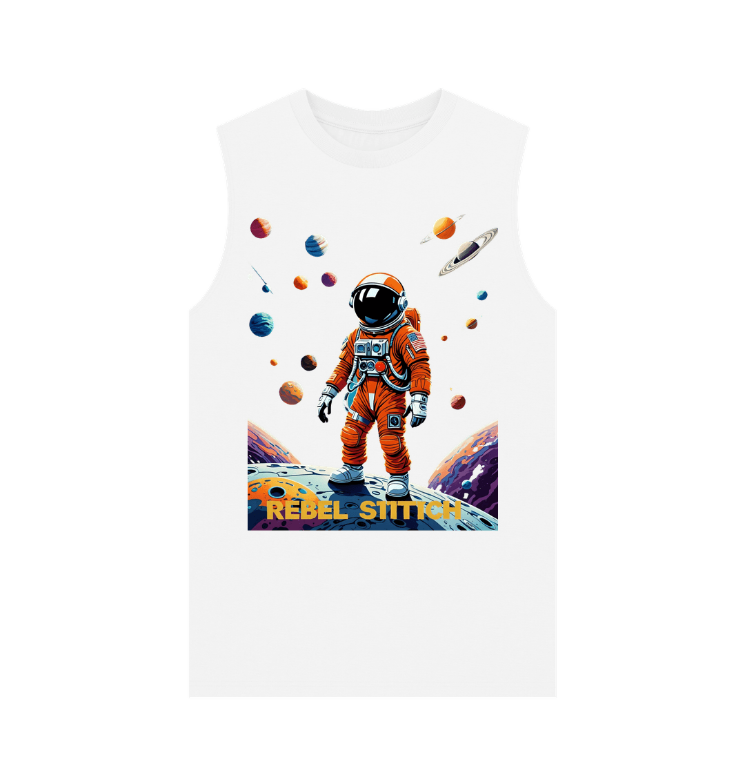 White Rebel Stitch Premium Cotton Vest Space Edition Front Print #4