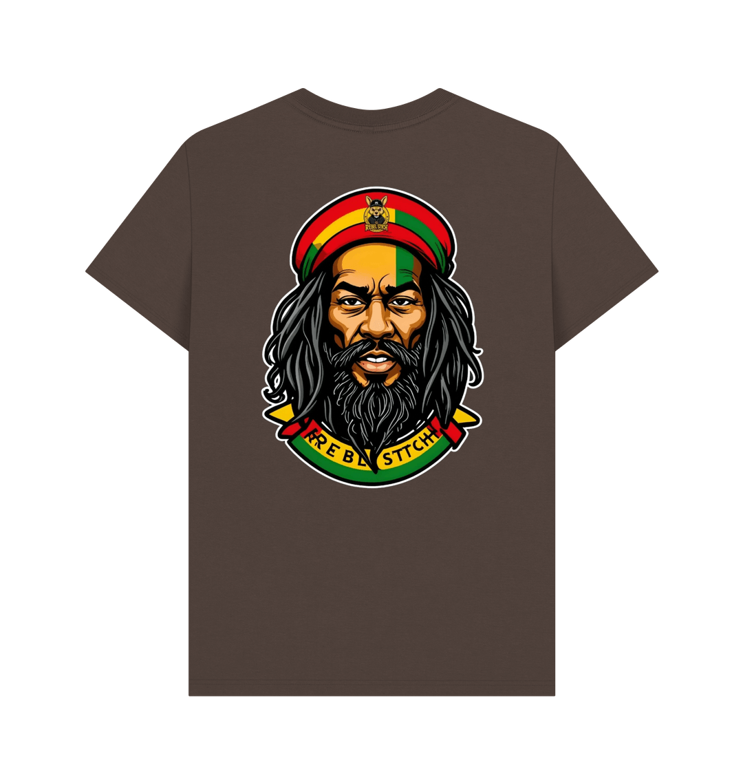 Chocolate Rebel Stitch Premium Cotton Short Sleeve T-Shirt Zion-One Love Back Print #3