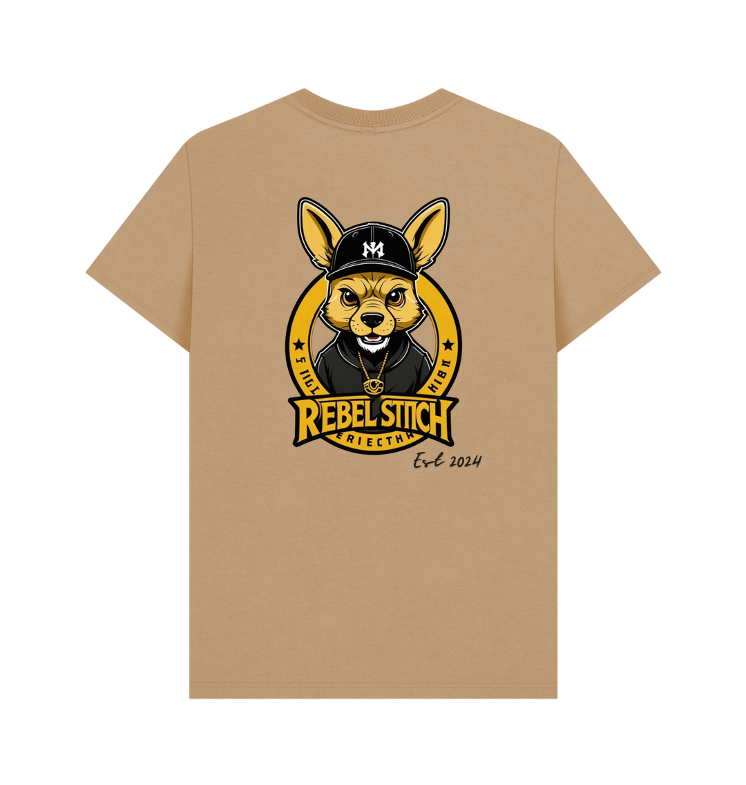 Sand Rebel Stitch Premium Cotton Short Sleeve T-Shirt Main Line Back Print #1