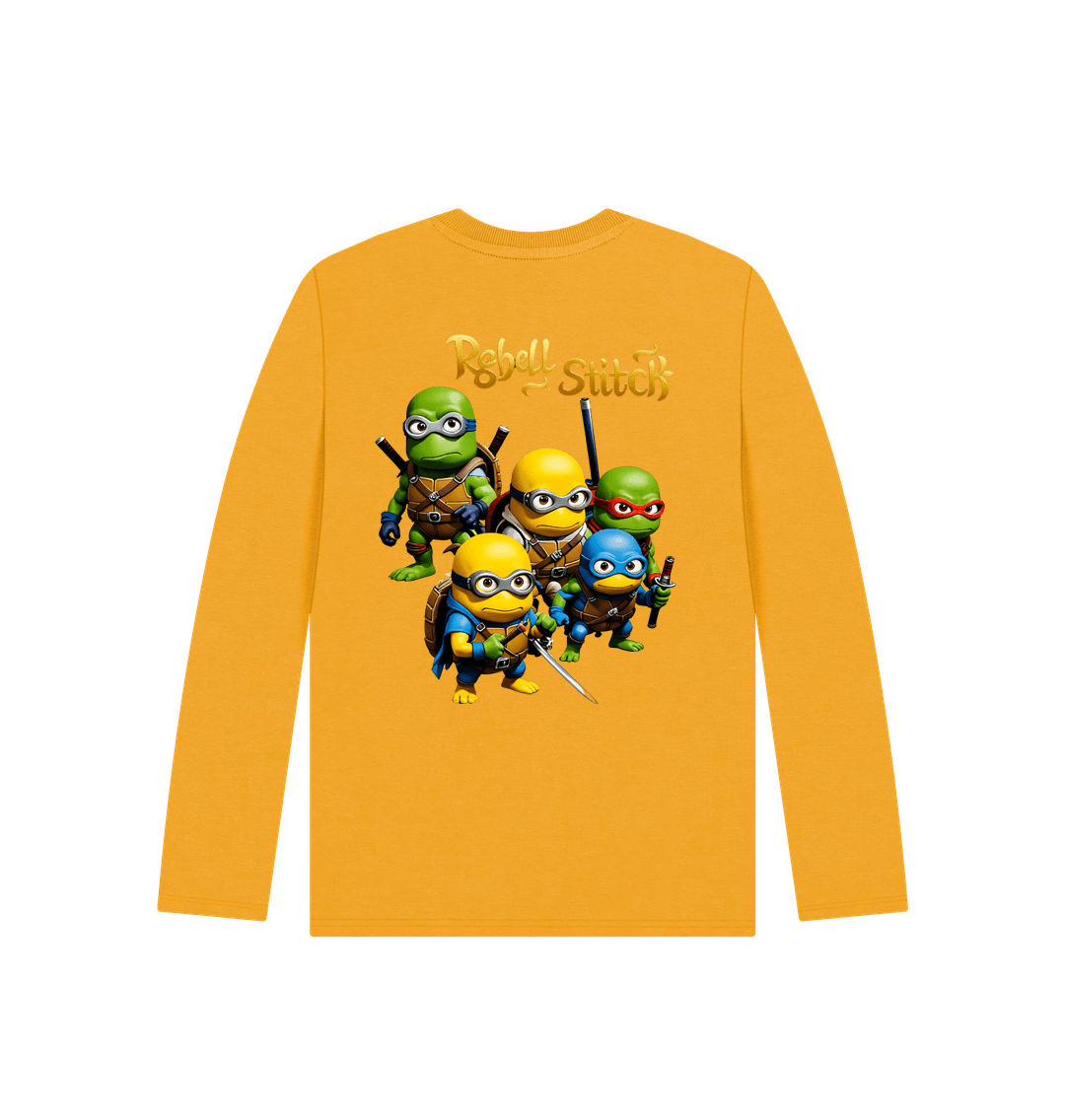 Mustard Rebel Stitch Premium Cotton Long Sleeve Kids T-Shirt TMNM Back Print #3