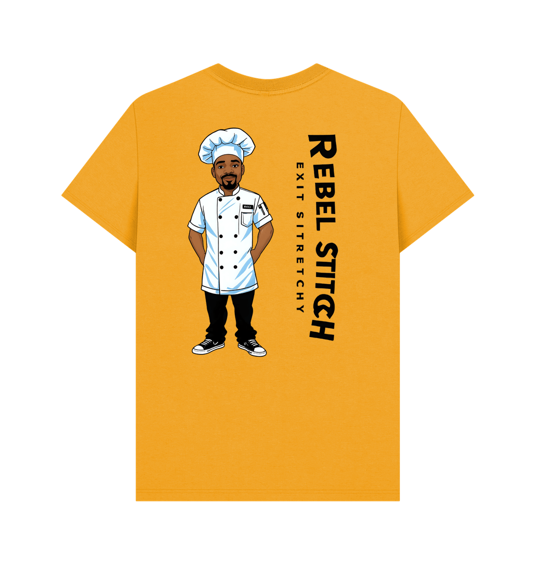 Mustard Rebel Stitch Premium Cotton Short Sleeve T-Shirt Chef Edition Back Print #1