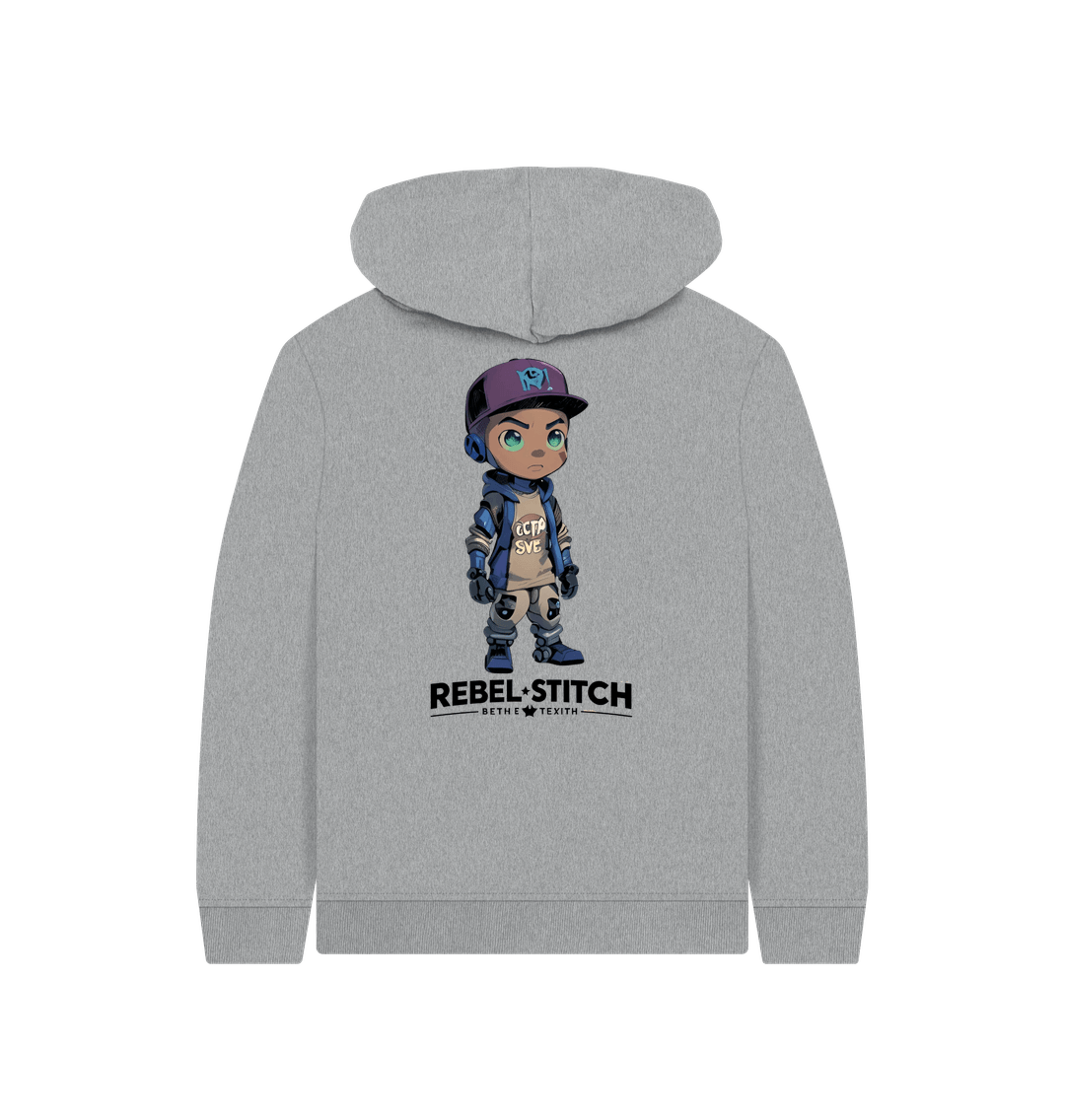 Athletic Grey Rebel Stitch Premium Cotton Kids Hoodie Rebel Kids Back Print #2