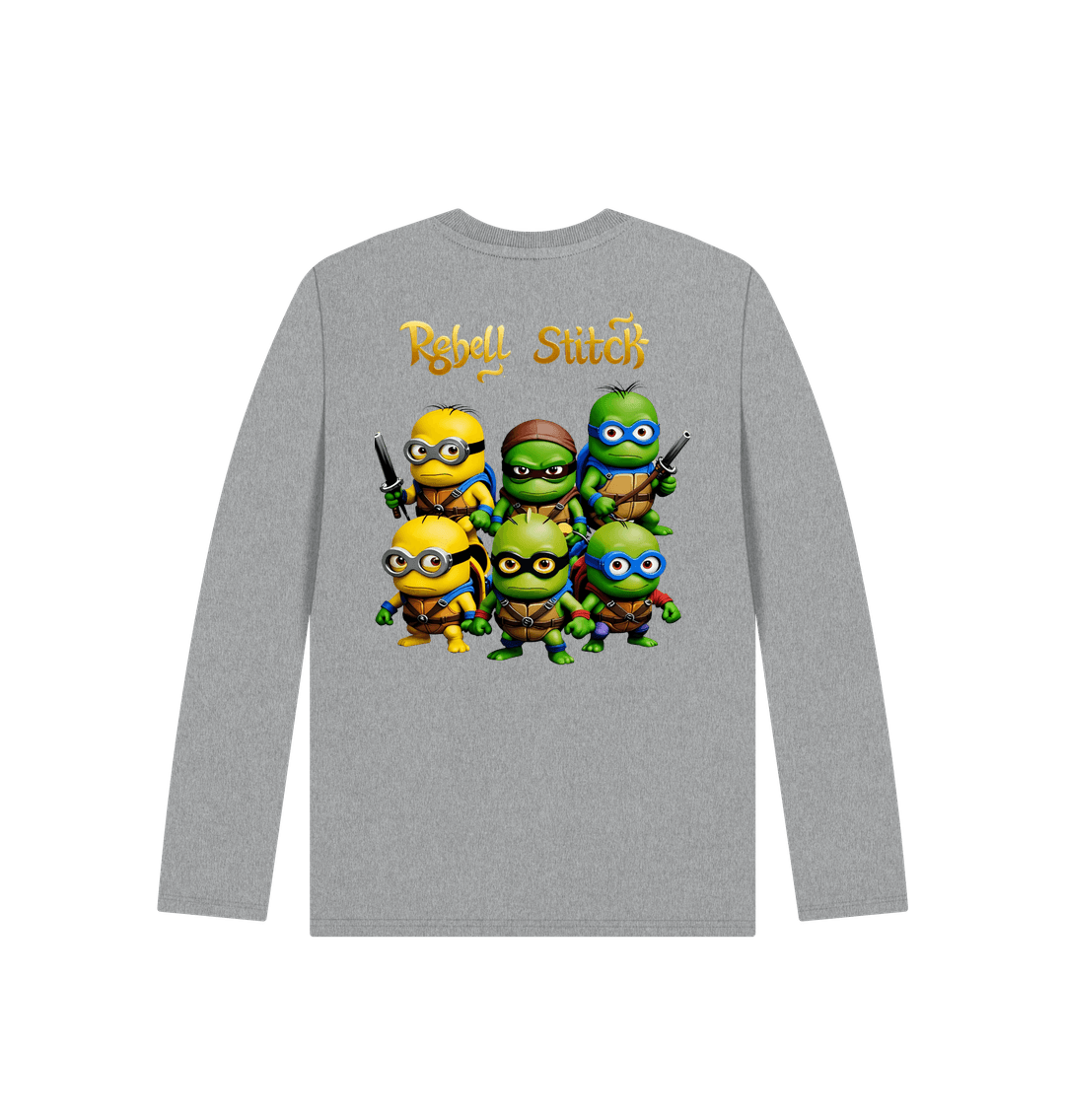 Athletic Grey Rebel Stitch Premium Cotton Long Sleeve Kids T-Shirt TMNM Back Print #1