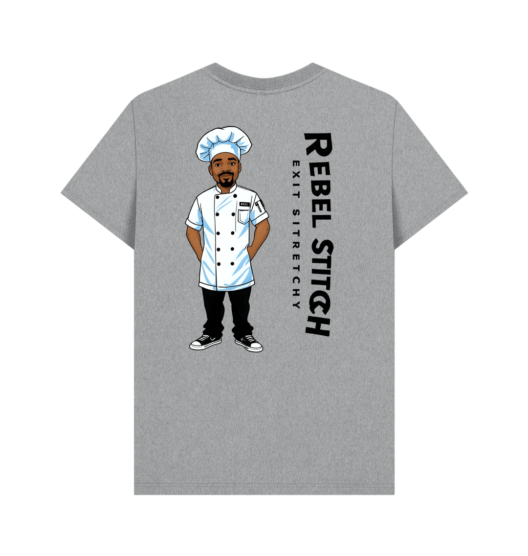 Athletic Grey Rebel Stitch Premium Cotton Short Sleeve T-Shirt Chef Edition Back Print #1