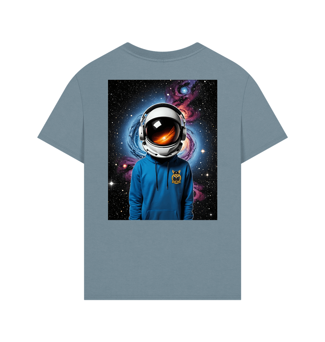 Stone Blue Rebel Stitch Premium Cotton Oversized Short Sleeve T-Shirt Space Edition Back Print #1