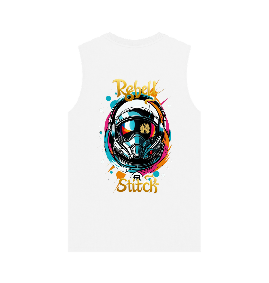 White Rebel Stitch Premium Cotton Vest Space Edition Back Print #2