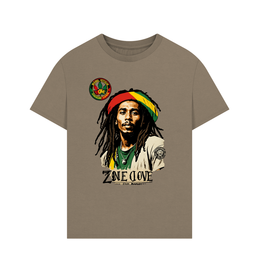 Willow Rebel Stitch Premium Cotton Oversized Short Sleeve T-Shirt Zion-One Love Front Print #4