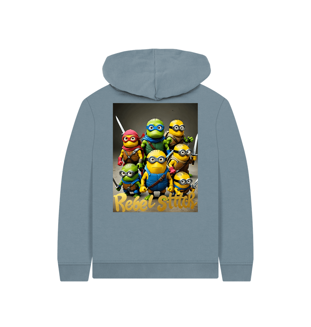 Stone Blue Rebel Stitch Premium Cotton Kids Hoodie TMNM Back Print #4