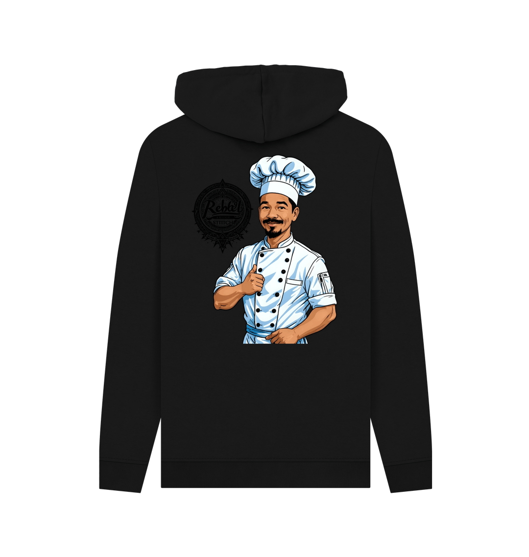 Black Rebel Stitch Premium Cotton Hoodie Chef Edition Back Print #2