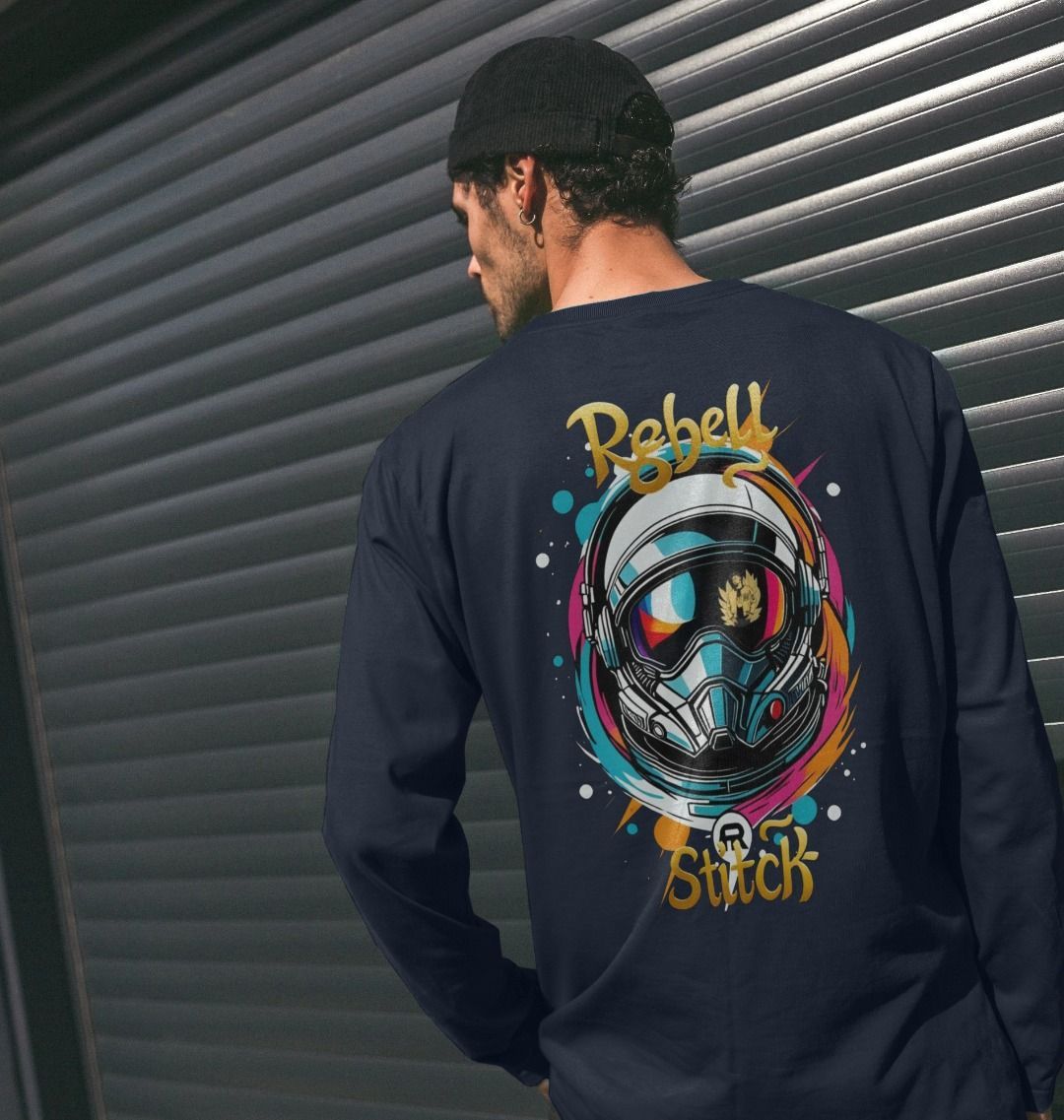 Rebel Stitch – Langarm-T-Shirt aus hochwertiger Baumwolle „Space Edition“ mit Rückendruck Nr. 2