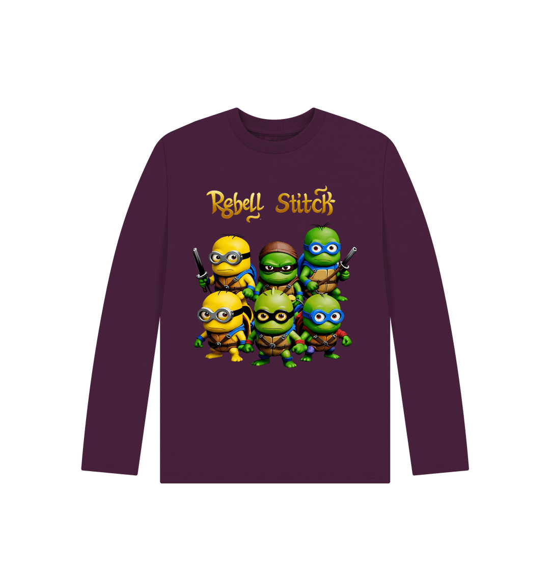 Purple Rebel Stitch Premium Cotton Long Sleeve Kids T-Shirt TMNM Front Print #1