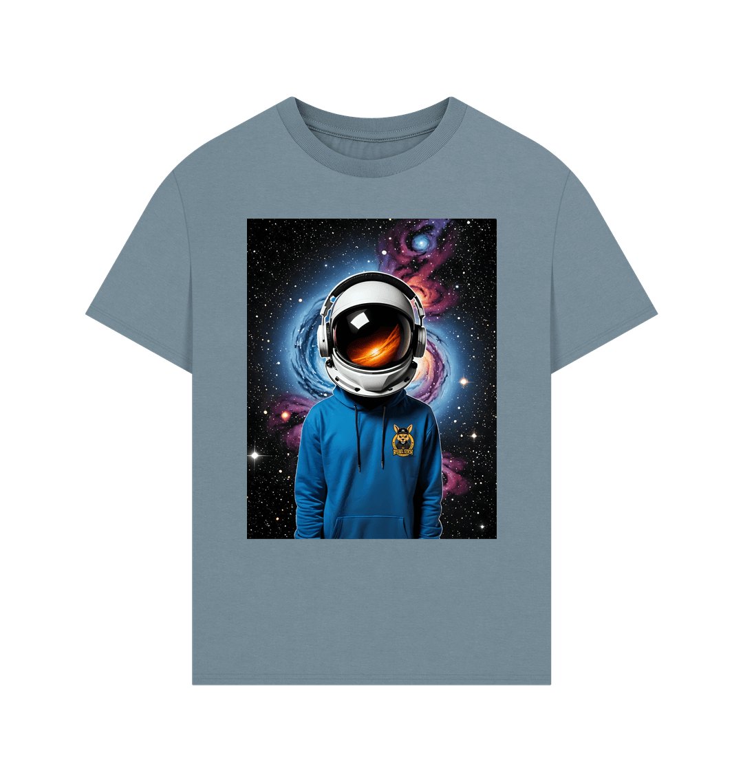 Stone Blue Rebel Stitch Premium Cotton Oversized Short Sleeve T-Shirt Space Edition Front Print #1