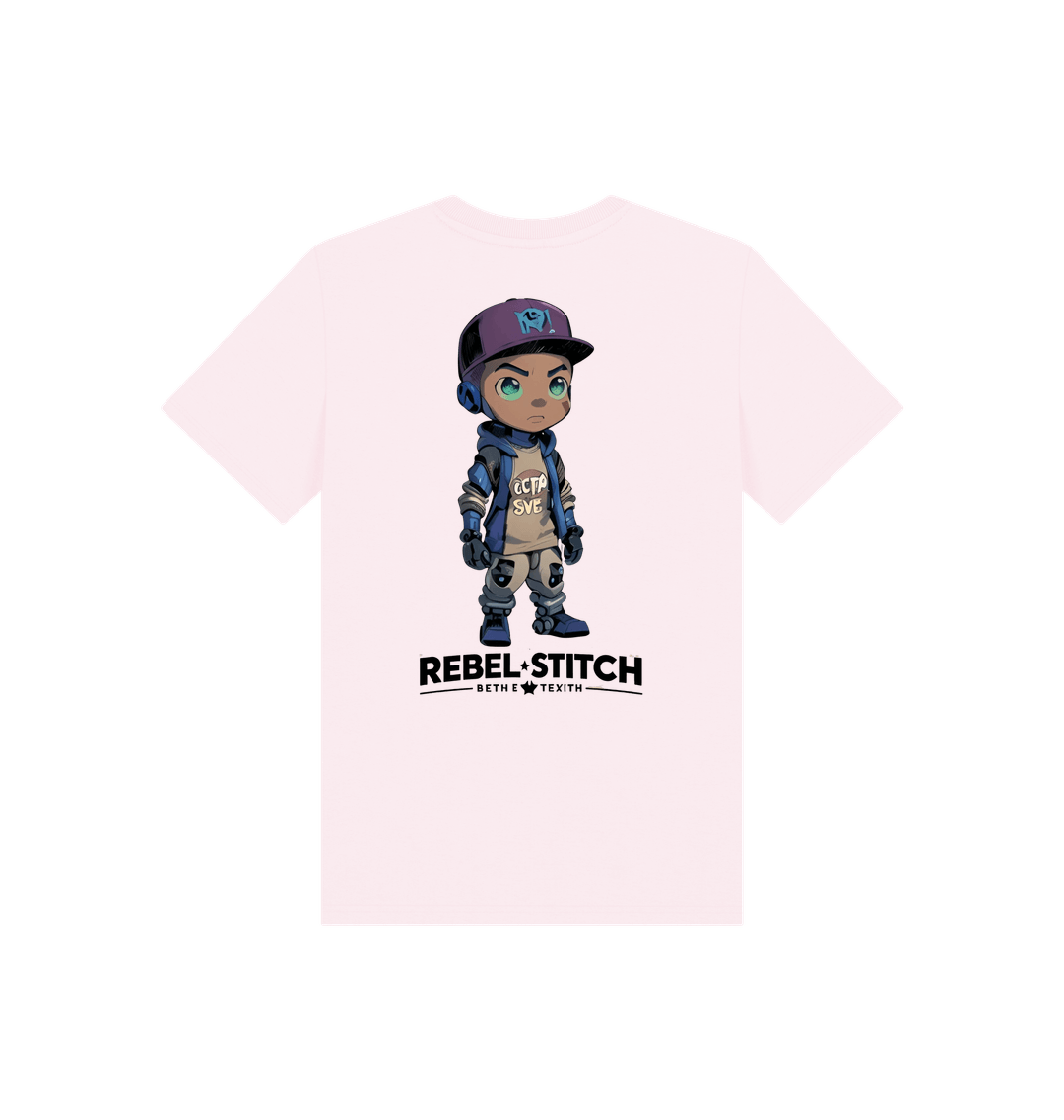 Pink Rebel Stitch Premium Cotton Short Sleeve Kids T-Shirt Rebel KIds Back Print #2