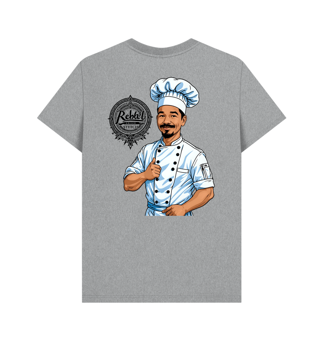 Athletic Grey Rebel Stitch Premium Cotton Short Sleeve T-Shirt Chef Edition Back Print #2