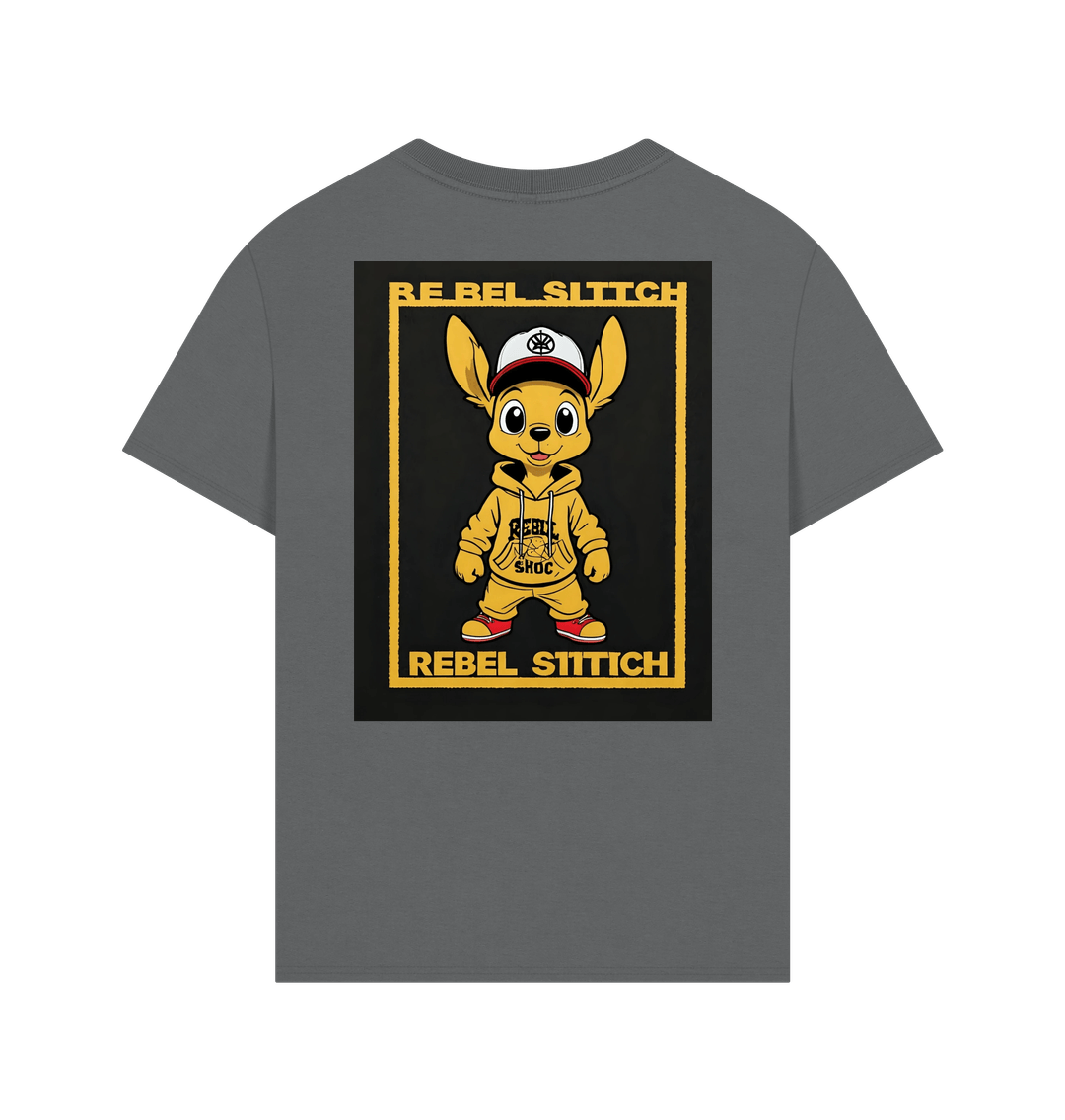 Slate Grey Rebel Stitch Premium Cotton Oversized Short Sleeve T-Shirt Main Line Back Print #3