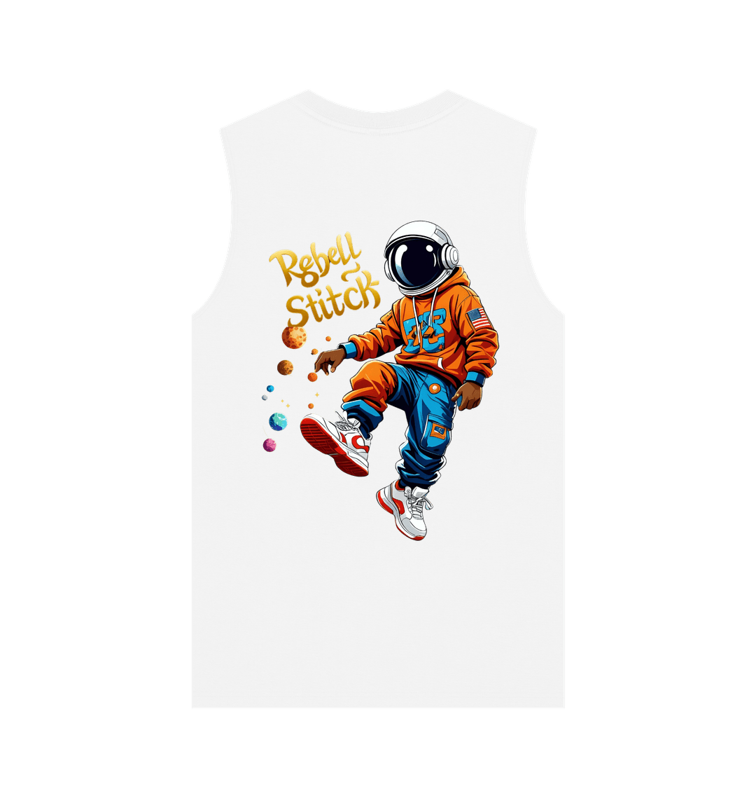 White Rebel Stitch Premium Cotton Vest Space Edition Back Print #3