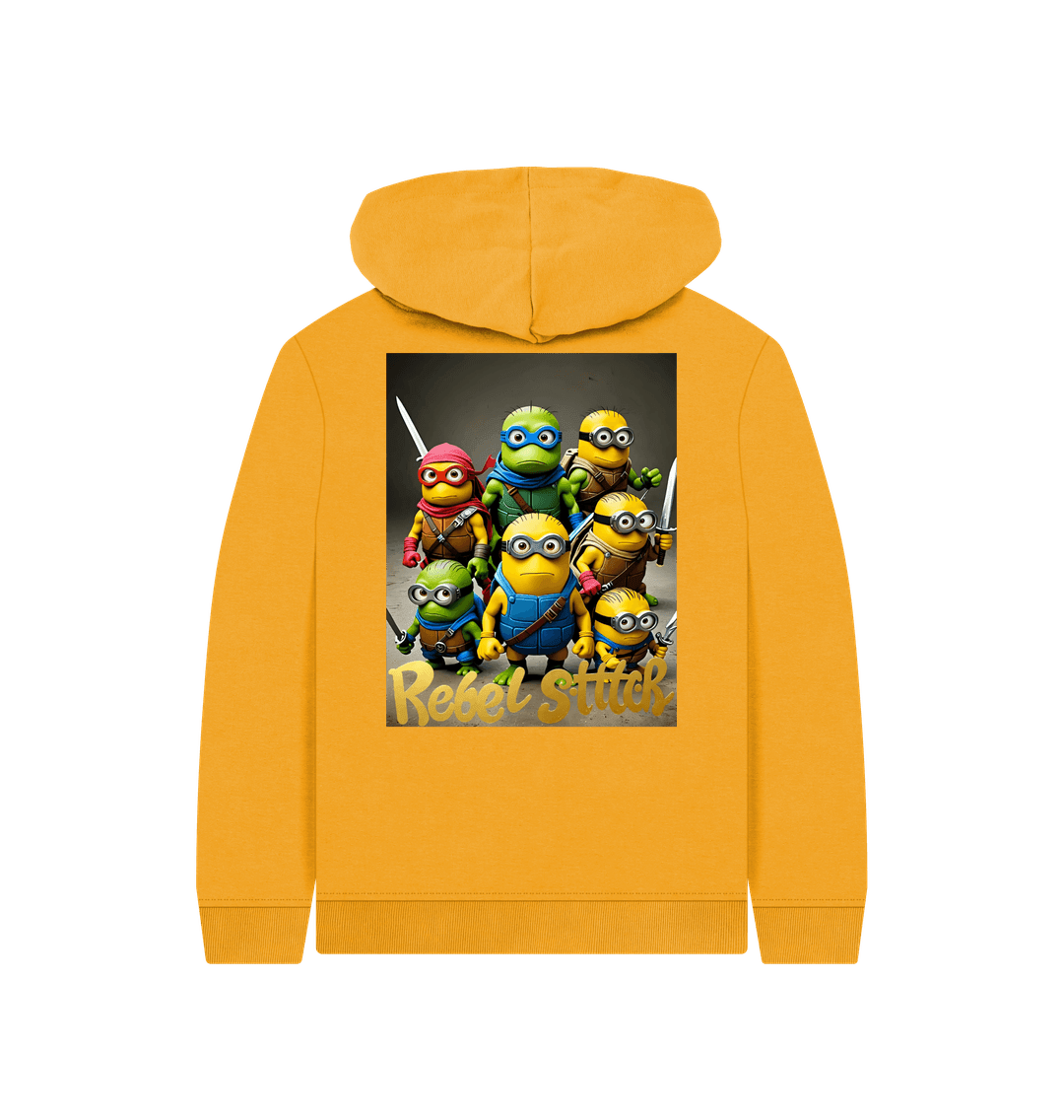 Mustard Rebel Stitch Premium Cotton Kids Hoodie TMNM Back Print #4