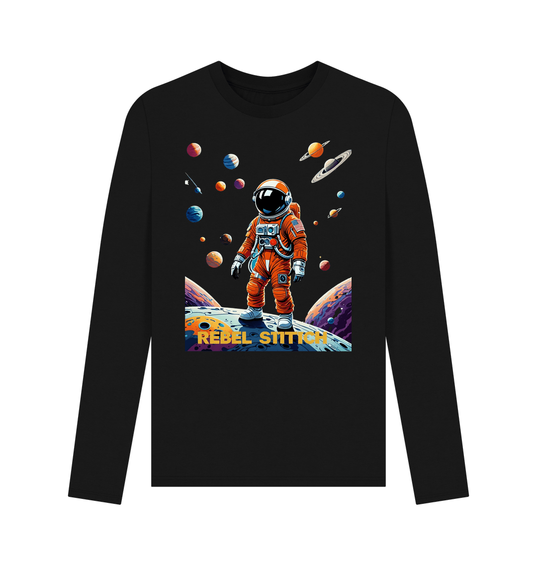 Black Rebel Stitch Premium Cotton Long Sleeve T-Shirt Space Edition Front Print #4