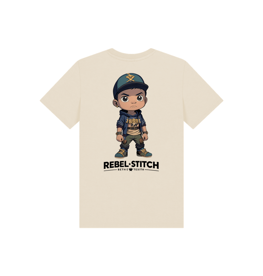 Oat Rebel Stitch Premium Cotton Short Sleeve Kids T-Shirt Rebel KIds Back Print #3