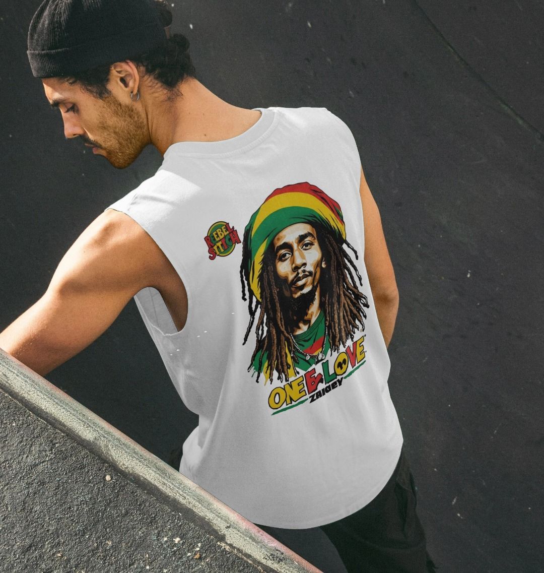 Rebel Stitch Premium Cotton Vest Zion-One Love Back Print #2