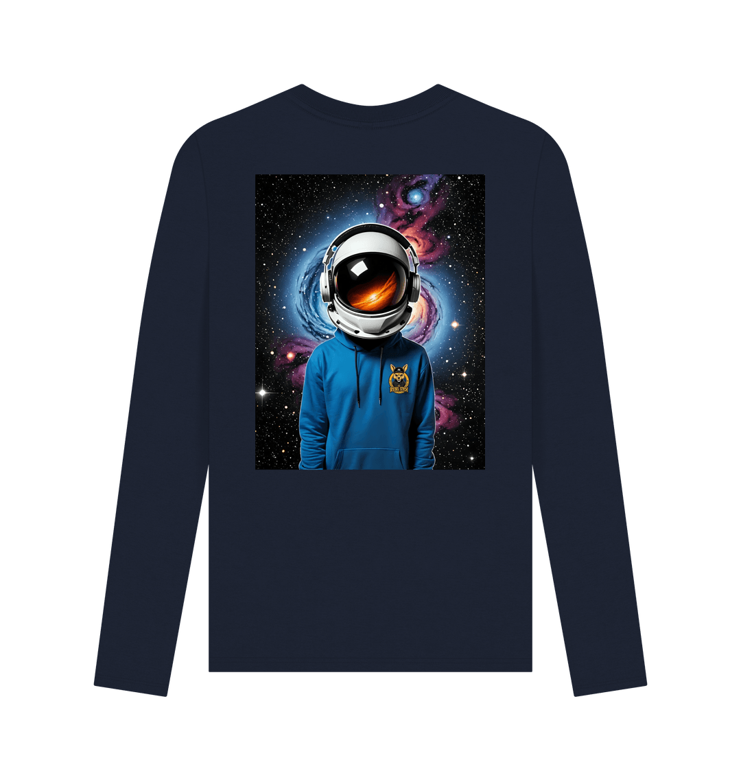 Navy Blue Rebel Stitch Premium Cotton Long Sleeve T-Shirt Space Edition Back Print #1