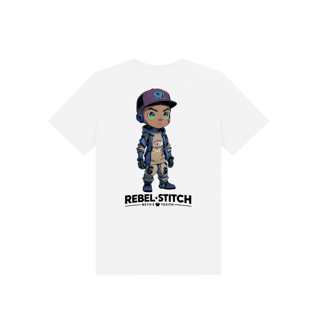 White Rebel Stitch Premium Cotton Short Sleeve Kids T-Shirt Rebel KIds Back Print #2