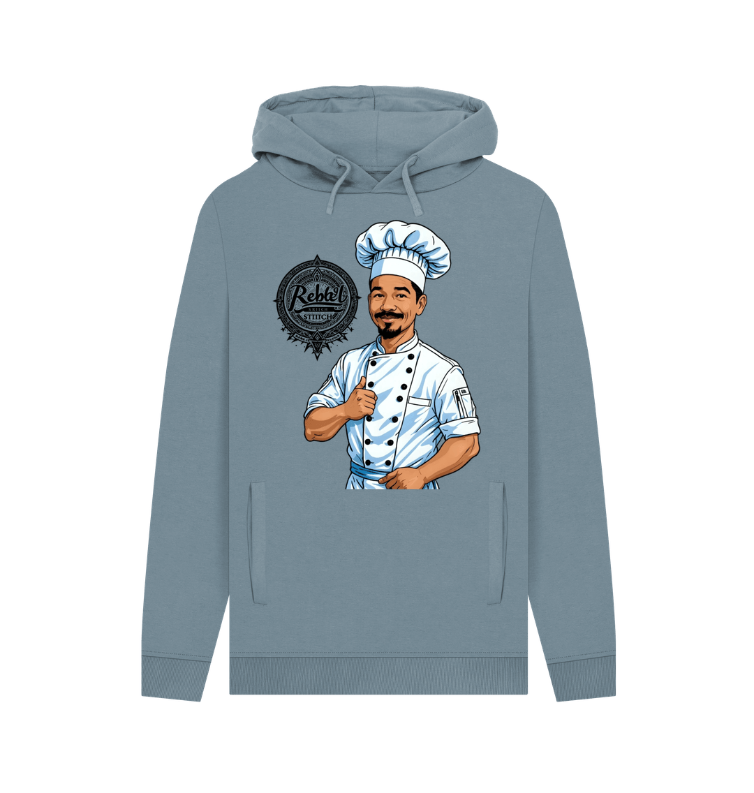 Stone Blue Rebel Stitch Premium Cotton Hoodie Chef Edition Front Print #2