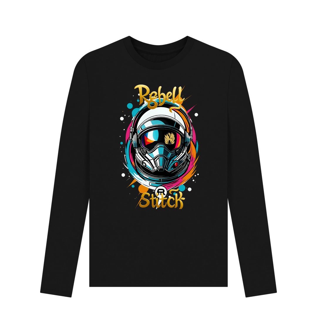 Black Rebel Stitch Premium Cotton Long Sleeve T-Shirt Space Edition Front Print #2