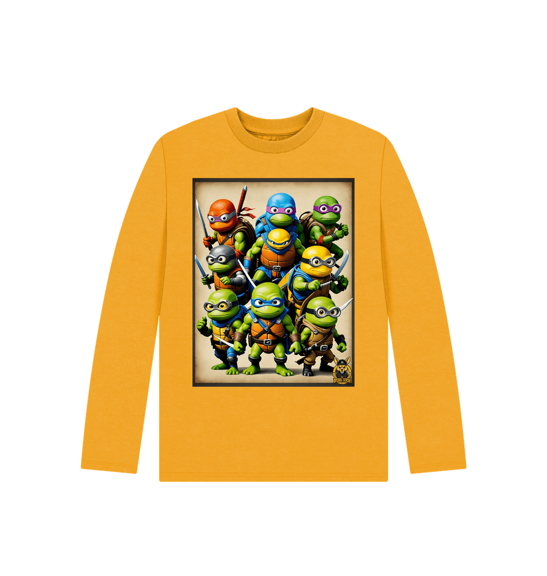 Mustard Rebel Stitch Premium Cotton Long Sleeve Kids T-Shirt TMNM Front Print #2