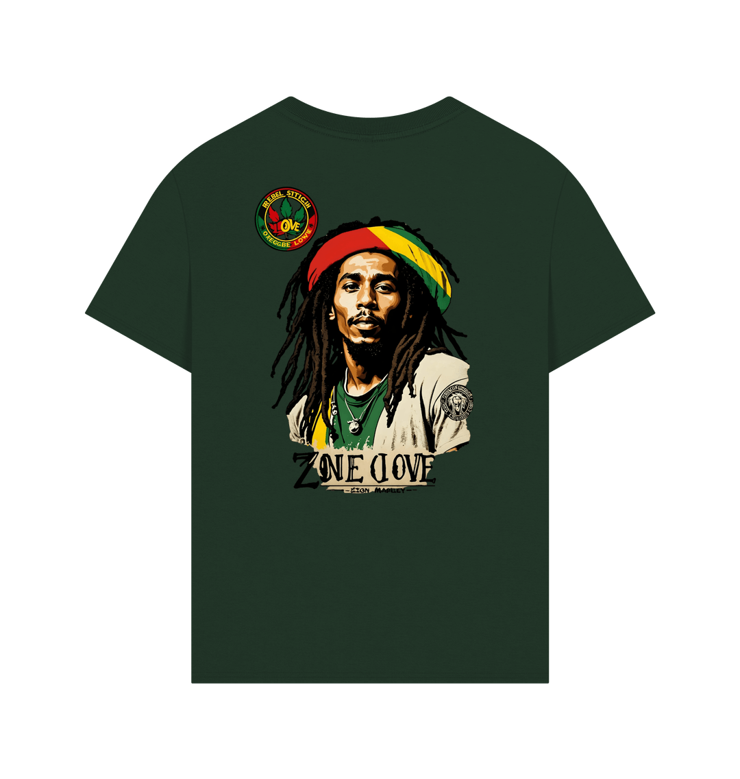 Evergreen Rebel Stitch Premium Cotton Oversized Short Sleeve T-Shirt Zion-One Love Back Print #4