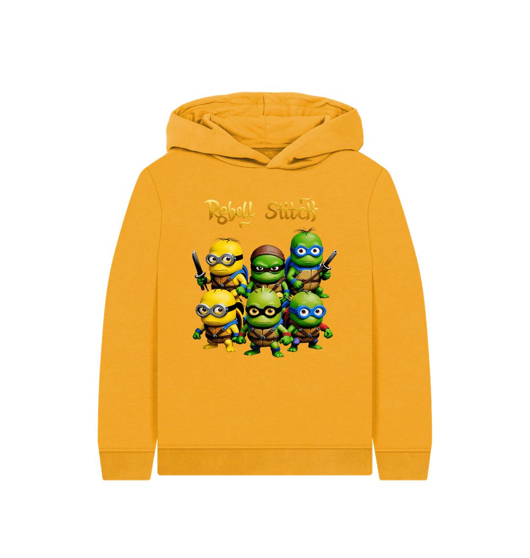 Mustard Rebel Stitch Premium Cotton Kids Hoodie TMNM Front Print #1