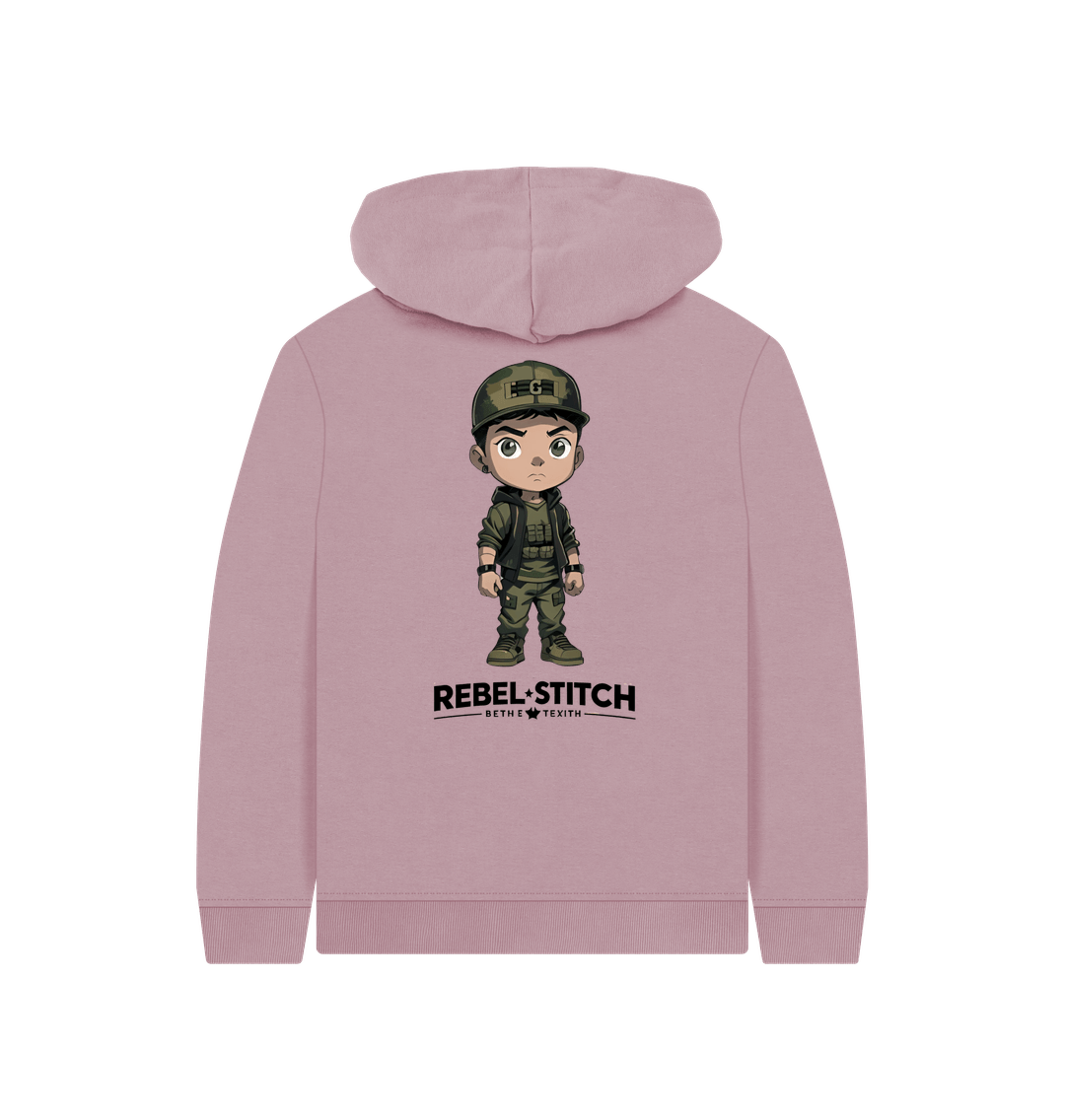 Mauve Rebel Stitch Premium Cotton Kids Hoodie Rebel Kids Back Print #4