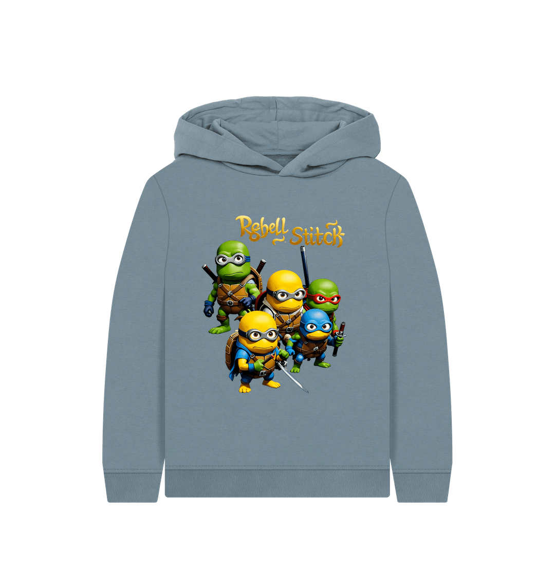 Stone Blue Rebel Stitch Premium Cotton Kids Hoodie TMNM Front Print #3