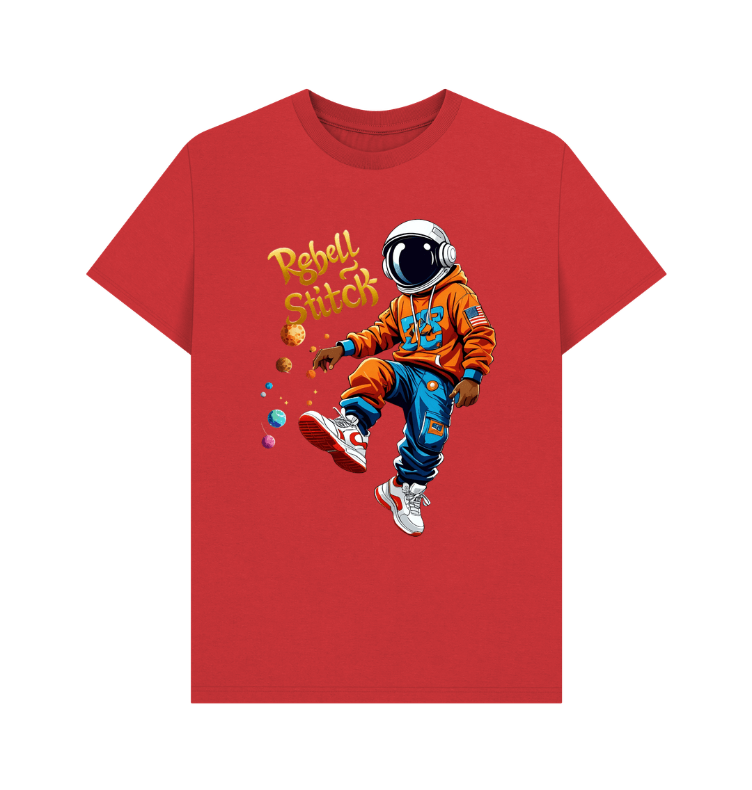 Red Rebel Stitch Premium Cotton Short Sleeve T-Shirt Space Edition Front Print #3